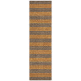 Homeroots 8' Runner Brown And Tan Striped Washable Non Skid Indoor Outdoor Runner Rug Fudge Polyester 561069