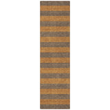 Homeroots 8' Runner Brown And Tan Striped Washable Non Skid Indoor Outdoor Runner Rug Fudge Polyester 561069