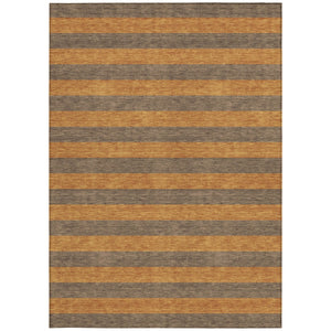 Homeroots 8' Runner Stylish Striped Washable Non-skid Indoor-outdoor Rug For Kid-friendly Spaces Fudge Polyester 561071