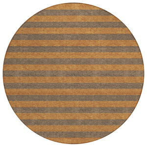 HomeRoots 5' X 8' Striped Washable Non-Skid Area Rug - Durable, Stain-Resistant, Perfect for Indoor & Outdoor Use Fudge 561073
