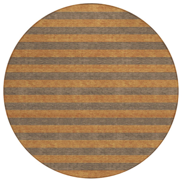 HomeRoots 5' X 8' Striped Washable Non-Skid Area Rug - Durable, Stain-Resistant, Perfect for Indoor & Outdoor Use Fudge 561073