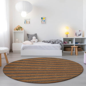 Homeroots 8' Runner Stylish Striped Washable Non-skid Indoor-outdoor Rug For Kid-friendly Spaces Fudge Polyester 561073