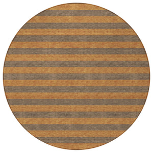 Homeroots 8' Runner Stylish Striped Washable Non-skid Indoor-outdoor Rug For Kid-friendly Spaces Fudge Polyester 561073