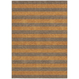 Homeroots 8' X 10' Brown And Tan Striped Washable Non Skid Indoor Outdoor Area Rug Fudge Polyester 561074