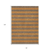 Homeroots 8' X 10' Brown And Tan Striped Washable Non Skid Indoor Outdoor Area Rug Fudge Polyester 561074