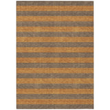 Homeroots 8' X 10' Brown And Tan Striped Washable Non Skid Indoor Outdoor Area Rug Fudge Polyester 561074