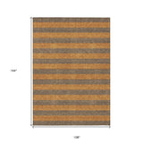 Homeroots 9' X 12' Brown And Tan Striped Washable Non Skid Indoor Outdoor Area Rug Fudge Polyester 561075