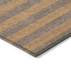 HomeRoots 5' X 8' Striped Washable Non-Skid Area Rug - Durable, Stain-Resistant, Perfect for Indoor & Outdoor Use Fudge 561075