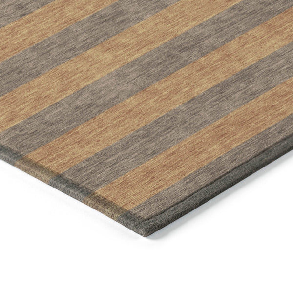 HomeRoots 5' X 8' Striped Washable Non-Skid Area Rug - Durable, Stain-Resistant, Perfect for Indoor & Outdoor Use Fudge 561075