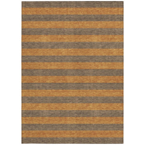 HomeRoots 5' X 8' Striped Washable Non-Skid Area Rug - Durable, Stain-Resistant, Perfect for Indoor & Outdoor Use Fudge 561075