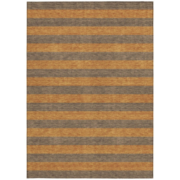 HomeRoots 5' X 8' Striped Washable Non-Skid Area Rug - Durable, Stain-Resistant, Perfect for Indoor & Outdoor Use Fudge 561075