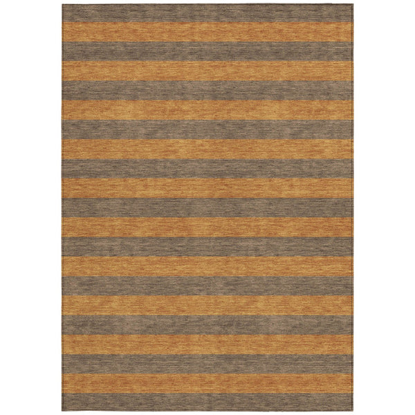 Homeroots 8' Runner Stylish Striped Washable Non-skid Indoor-outdoor Rug For Kid-friendly Spaces Fudge Polyester 561076