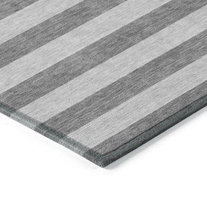 Homeroots 8' Runner Stylish Striped Washable Non-skid Indoor-outdoor Rug For Kid-friendly Spaces Granite Polyester 561078