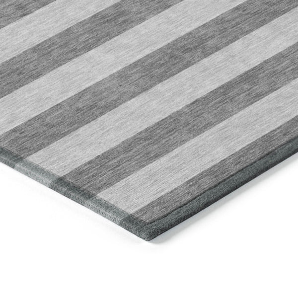 Homeroots 8' Runner Stylish Striped Washable Non-skid Indoor-outdoor Rug For Kid-friendly Spaces Granite Polyester 561078