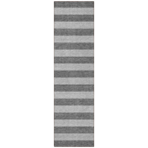 Homeroots 8' Runner Stylish Striped Washable Non-skid Indoor-outdoor Rug For Kid-friendly Spaces Granite Polyester 561078