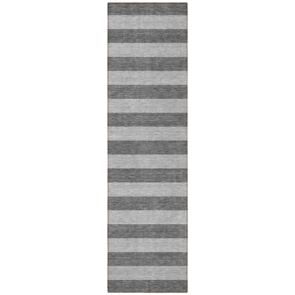 Homeroots 8' Runner Stylish Striped Washable Non-skid Indoor-outdoor Rug For Kid-friendly Spaces Granite Polyester 561078