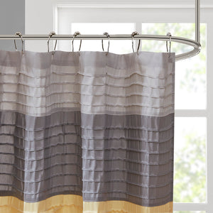 JLA Home Madison Park - Faux Silk Dupioni Shower Curtain with Pintuck Color-Block Panels, Lightweight Hotel-Quality Draping Yellow MP70-2489