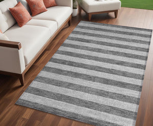 Homeroots 8' Runner Stylish Striped Washable Non-skid Indoor-outdoor Rug For Kid-friendly Spaces Granite Polyester 561081