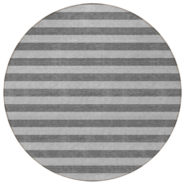 Homeroots 8' Runner Stylish Striped Washable Non-skid Indoor-outdoor Rug For Kid-friendly Spaces Granite Polyester 561082