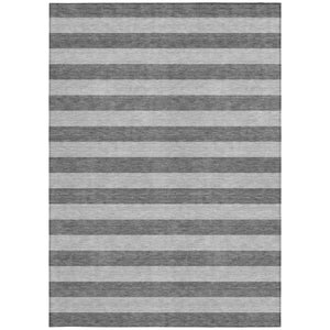 Homeroots 8' Runner Stylish Striped Washable Non-skid Indoor-outdoor Rug For Kid-friendly Spaces Granite Polyester 561083