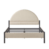 Walker Edison - Modern Upholstered Curved Headboard Queen Bedframe – Oatmeal