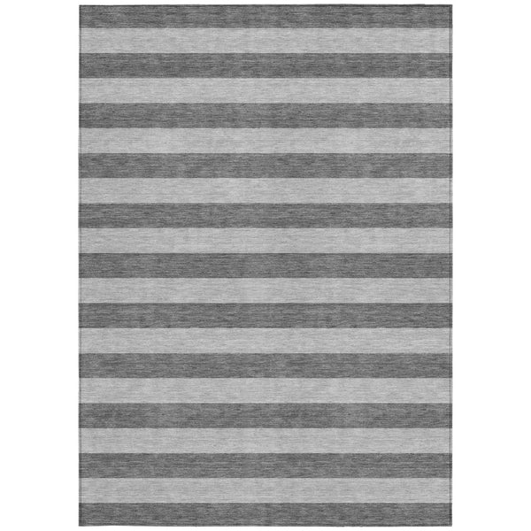 Homeroots 8' Runner Stylish Striped Washable Non-skid Indoor-outdoor Rug For Kid-friendly Spaces Granite Polyester 561085