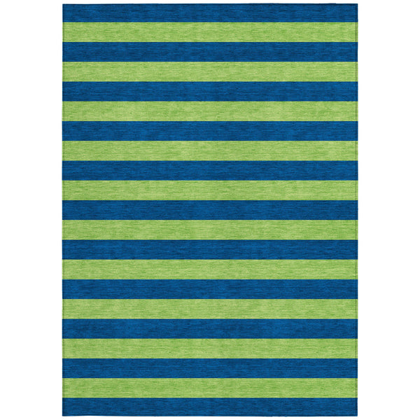 Homeroots 3' X 5' Navy Blue Striped Washable Non Skid Indoor Outdoor Area Rug Navy Polyester 561089