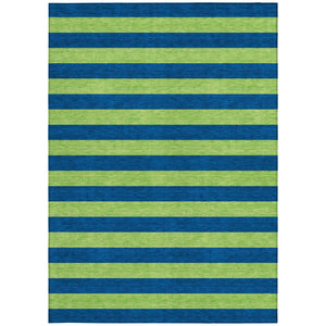 Homeroots 8' Runner Stylish Striped Washable Non-skid Indoor-outdoor Rug For Kid-friendly Spaces Navy Polyester 561090