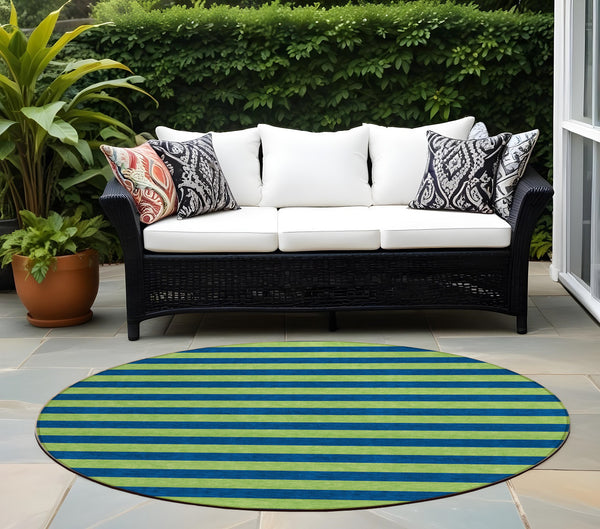 Homeroots 8' Runner Stylish Striped Washable Non-skid Indoor-outdoor Rug For Kid-friendly Spaces Navy Polyester 561091