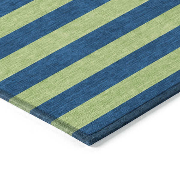 Homeroots 8' Runner Stylish Striped Washable Non-skid Indoor-outdoor Rug For Kid-friendly Spaces Navy Polyester 561091