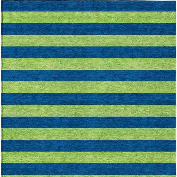 Homeroots 8' X 10' Navy Blue Striped Washable Non Skid Indoor Outdoor Area Rug Navy Polyester 561092