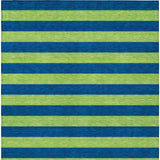 Homeroots 8' X 10' Navy Blue Striped Washable Non Skid Indoor Outdoor Area Rug Navy Polyester 561092