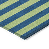 Homeroots 8' X 10' Navy Blue Striped Washable Non Skid Indoor Outdoor Area Rug Navy Polyester 561092