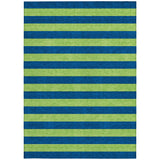 Homeroots 9' X 12' Navy Blue Striped Washable Non Skid Indoor Outdoor Area Rug Navy Polyester 561093