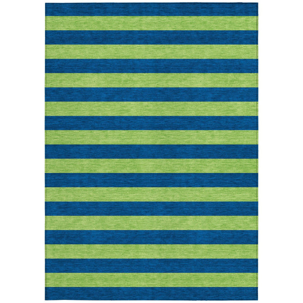 Homeroots 8' Runner Stylish Striped Washable Non-skid Indoor-outdoor Rug For Kid-friendly Spaces Navy Polyester 561094