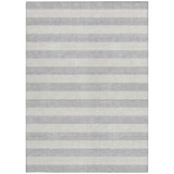 Homeroots 3' X 5' Gray And Ivory Striped Washable Non Skid Indoor Outdoor Area Rug Pewter Polyester 561098