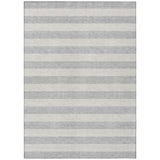 Homeroots 3' X 5' Gray And Ivory Striped Washable Non Skid Indoor Outdoor Area Rug Pewter Polyester 561098