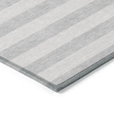 Homeroots 3' X 5' Gray And Ivory Striped Washable Non Skid Indoor Outdoor Area Rug Pewter Polyester 561098