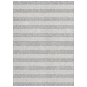 Homeroots 8' Runner Stylish Striped Washable Non-skid Indoor-outdoor Rug For Kid-friendly Spaces Pewter Polyester 561101