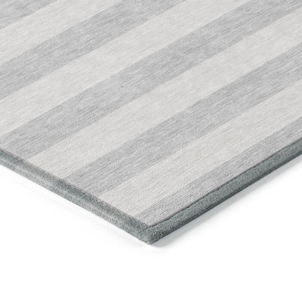 Homeroots 8' Runner Stylish Striped Washable Non-skid Indoor-outdoor Rug For Kid-friendly Spaces Pewter Polyester 561101