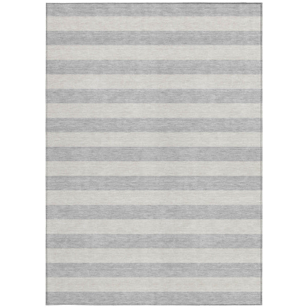 Homeroots 8' Runner Stylish Striped Washable Non-skid Indoor-outdoor Rug For Kid-friendly Spaces Pewter Polyester 561101