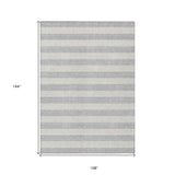 Homeroots 9' X 12' Gray And Ivory Striped Washable Non Skid Indoor Outdoor Area Rug Pewter Polyester 561102