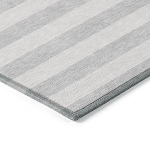 Homeroots 9' X 12' Gray And Ivory Striped Washable Non Skid Indoor Outdoor Area Rug Pewter Polyester 561102