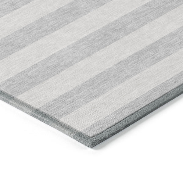 Homeroots 9' X 12' Gray And Ivory Striped Washable Non Skid Indoor Outdoor Area Rug Pewter Polyester 561102