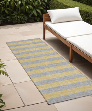 Homeroots 8' Runner Stylish Striped Washable Non-skid Indoor-outdoor Rug For Kid-friendly Spaces Silver Polyester 561105