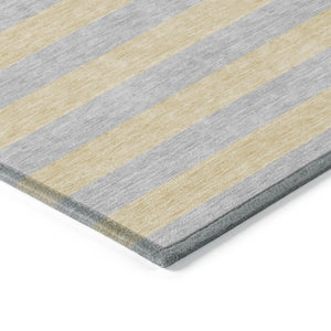 Homeroots 8' Runner Stylish Striped Washable Non-skid Indoor-outdoor Rug For Kid-friendly Spaces Silver Polyester 561105