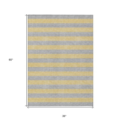 Homeroots 8' Runner Stylish Striped Washable Non-skid Indoor-outdoor Rug For Kid-friendly Spaces Silver Polyester 561107