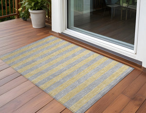 Homeroots 8' Runner Stylish Striped Washable Non-skid Indoor-outdoor Rug For Kid-friendly Spaces Silver Polyester 561107