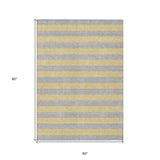 Homeroots 5' X 8' Silver Striped Washable Non Skid Indoor Outdoor Area Rug Silver Polyester 561108