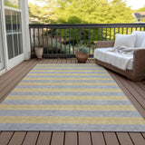 Homeroots 5' X 8' Silver Striped Washable Non Skid Indoor Outdoor Area Rug Silver Polyester 561108